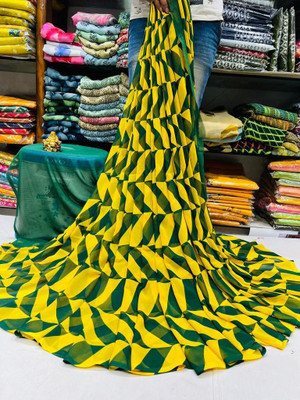 Sita Printed Daily Wear Georgette Saree(Yellow)