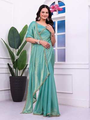 Amavii Embellished Bollywood Chiffon, Pure Silk Saree(Light Green)