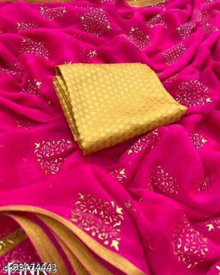 Desi Style Polka Print Daily Wear Velvet, Chiffon Saree(Pink)