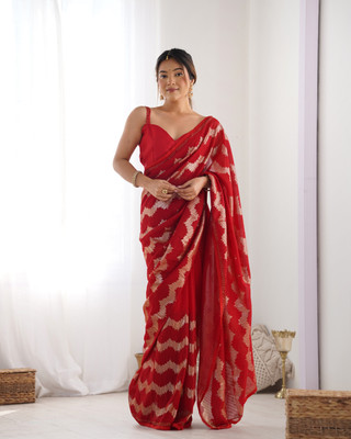 Moda Rapido Printed Bollywood Georgette Saree(Red)