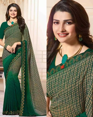 Insta Trendz Printed Daily Wear Georgette, Chiffon Saree(Dark Green)