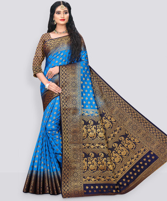 ANISSA SAREE Woven Banarasi Art Silk Saree(Light Blue)