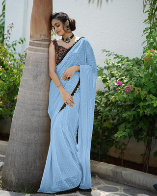 Lakira Solid/Plain Daily Wear Georgette Saree(Yellow)