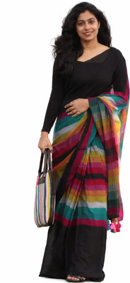 SRINJAN FASHION Striped Daily Wear Handloom Khadi Saree(Multicolor)