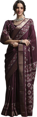 Divastri Printed Madurai Silk Blend Saree(Magenta)