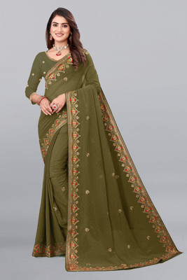 BATHANI CREATION Embroidered Bollywood Georgette Saree(Light Green)