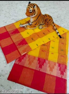Sthaker Self Design Tant Pure Cotton Saree(Multicolor)