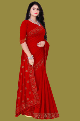 SHIVAYFAB Embellished Maheshwari Chanderi, Georgette Saree(Red)