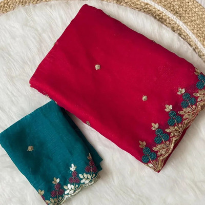 Ethina Fashion Dyed Bollywood Chiffon Saree(Red)