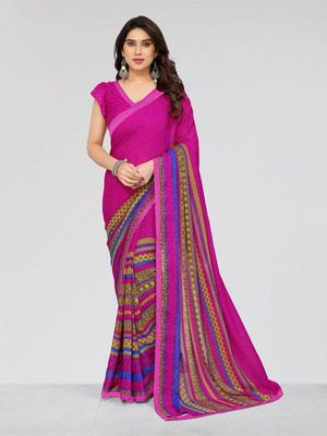 Moda Rapido Polka Print Bollywood Georgette Saree(Pink)