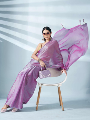 Tikhi Imli Self Design Bollywood Chiffon Saree(Pink)