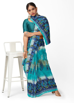 Suali Self Design Bollywood Georgette Saree(Green)