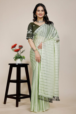 SAADHYA CREATION Embroidered Bollywood Chiffon Saree(Light Green)