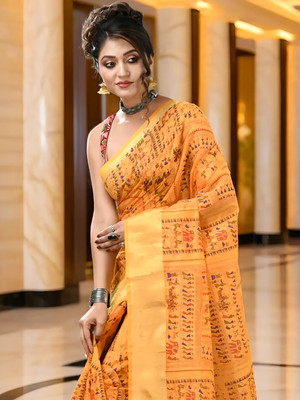 Desh Bidesh Printed Bollywood Chiffon, Georgette Saree(Yellow)