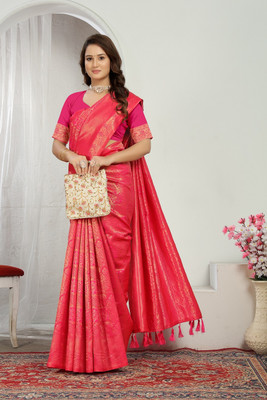 GARIYA Woven Banarasi Jacquard Saree(Pink)