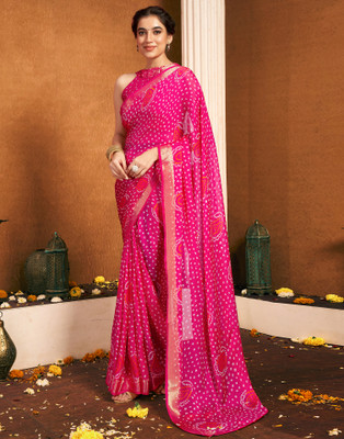 Samah Printed, Woven, Embellished Bollywood Chiffon Saree(Pink)