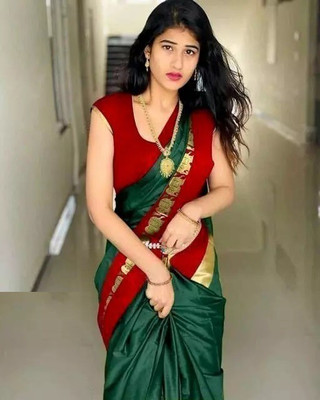 Suwarna Ent Woven Assam Silk Cotton Silk Saree(Green)