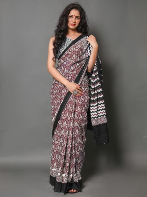 BUTA BUTI Printed Daily Wear Pure Cotton Saree(Maroon)