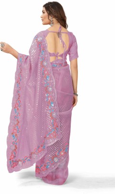 ShivGori Embroidered Bollywood Silk Blend Saree(Magenta)