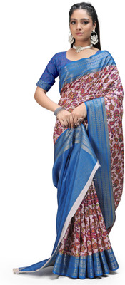 PremVastra Digital Print Kalamkari Crepe Saree(Red)
