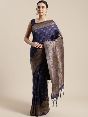 Ratnavati Woven Kanjivaram Silk Blend Saree(Dark Blue)