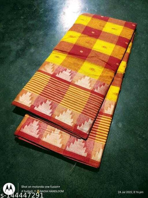 Sthaker Self Design Tant Pure Cotton Saree(Gold)