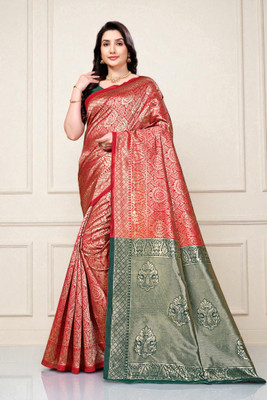 JAY KHODIYAR EMBROIDERY Self Design Bollywood Jacquard Saree(Red)