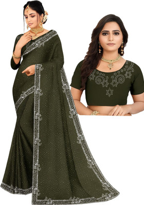 SHYAM TEX Dyed, Woven Bollywood Pure Silk, Art Silk Saree(Green)