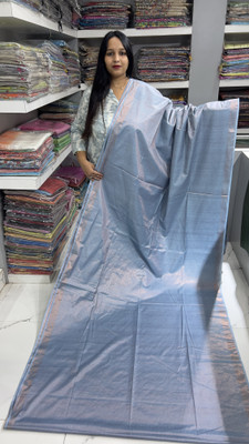MOHEY DESI Woven Saree with Attached Blouse Cotton Silk Saree(Light Blue)