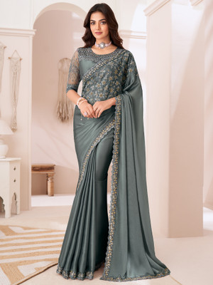 Divastri Embroidered Bollywood Georgette Saree(Grey)