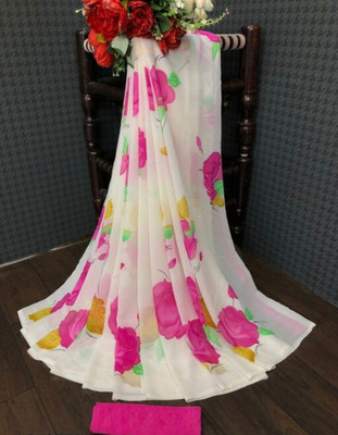 VISIONEMBRO Printed Bollywood Georgette Saree(Multicolor)