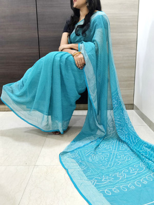 VD PRINTS Printed Bandhani Chiffon Saree(Multicolor)