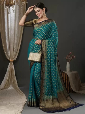 Suali Woven Kanjivaram Pure Silk Saree(Blue)