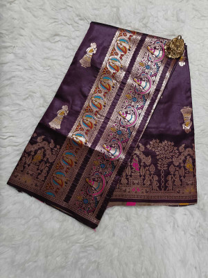 Femili Creation Woven, Temple Border Banarasi Art Silk Saree(Purple)