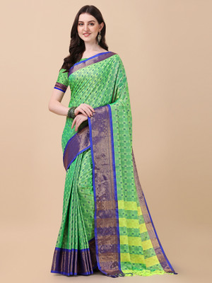 ALPENIKA Woven Mysore Pure Silk Saree(Light Green)