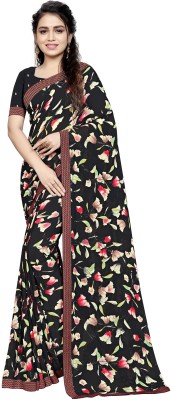 Kalaa Varsha Printed, Floral Print Bollywood Georgette Saree(Red, Black)