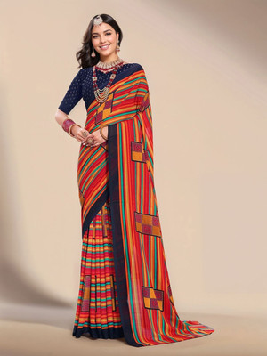 sagarika Printed Daily Wear Georgette Saree(Red)