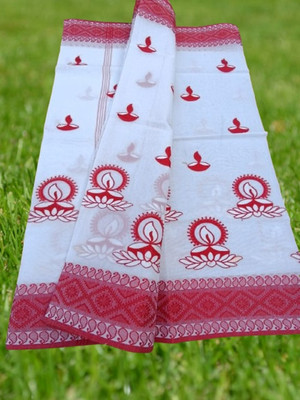 Happy Creation Woven Jamdani Cotton Blend Saree(Multicolor)