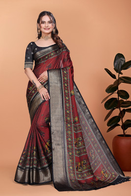 UDANI ENTERPRISE Printed Kanjivaram Art Silk Saree(Red)
