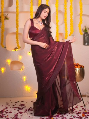 Noise Solid/Plain Bollywood Pure Silk Saree(Purple)