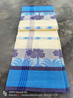 Balorampal Self Design Tant Pure Cotton Saree(White)