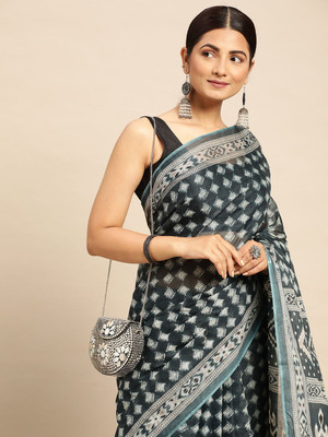 SHANVIKA Printed Daily Wear Pure Cotton Saree(Grey)