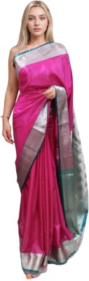 KALRA MAGIC Woven Banarasi Silk Blend Saree(Pink)