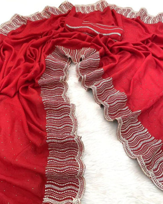 RK Creation Embroidered Pochampally Georgette Saree(Red)