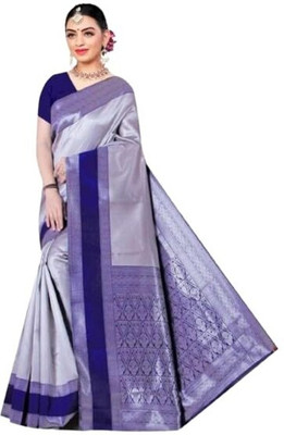 Fashionlu Printed Bandhani Cotton Silk Saree(Dark Blue)