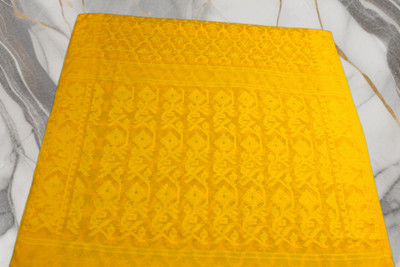 TRANDE Woven Jamdani Cotton Silk Saree(Yellow)