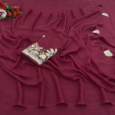 KONICA FAB Self Design Bollywood Georgette Saree(Pink)