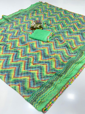 kastbhanjan nx Printed Bollywood Georgette Saree(Dark Green)
