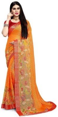 mahalaxmi fab Embellished Bollywood Chiffon, Brasso Saree(Orange)