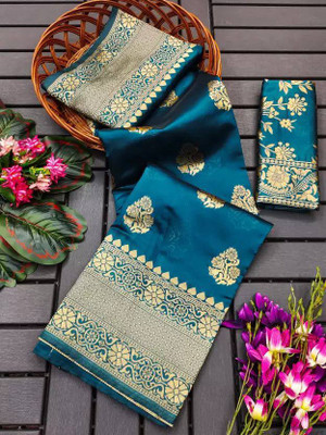 LADY SHOPI Self Design Banarasi Pure Silk Saree(Multicolor)